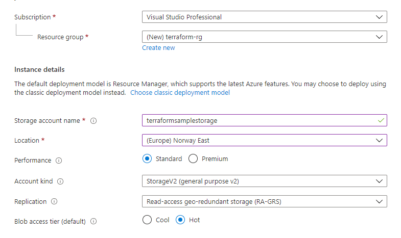 Set up a Storage Account in Azure